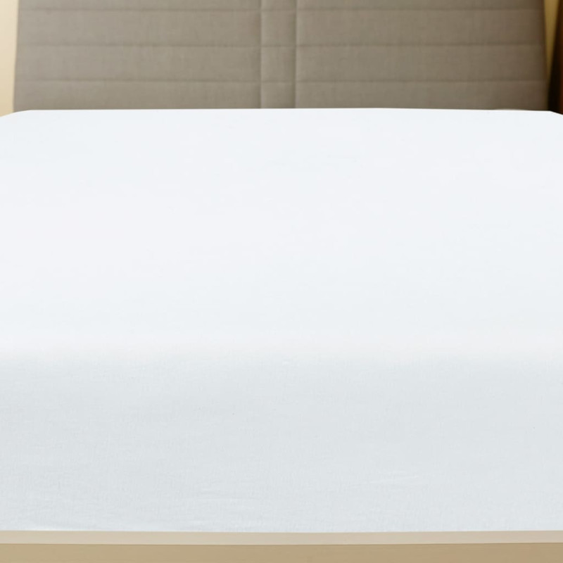 Produktbild för Dra-på-lakan jersey vit 140x200 cm bomull