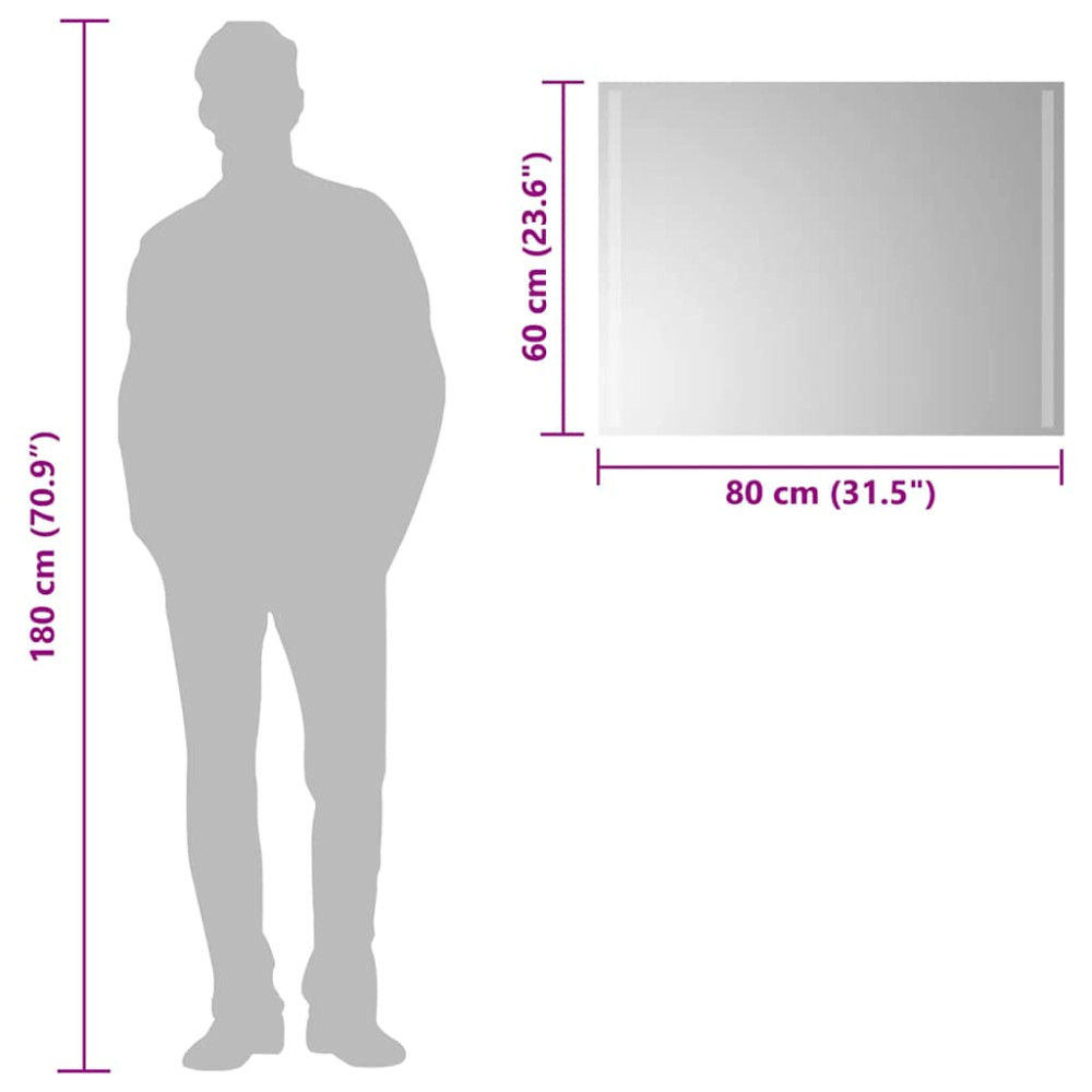 Produktbild för Badrumsspegel LED 80x60 cm
