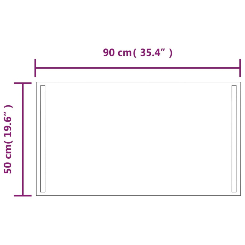 Produktbild för Badrumsspegel LED 90x50 cm