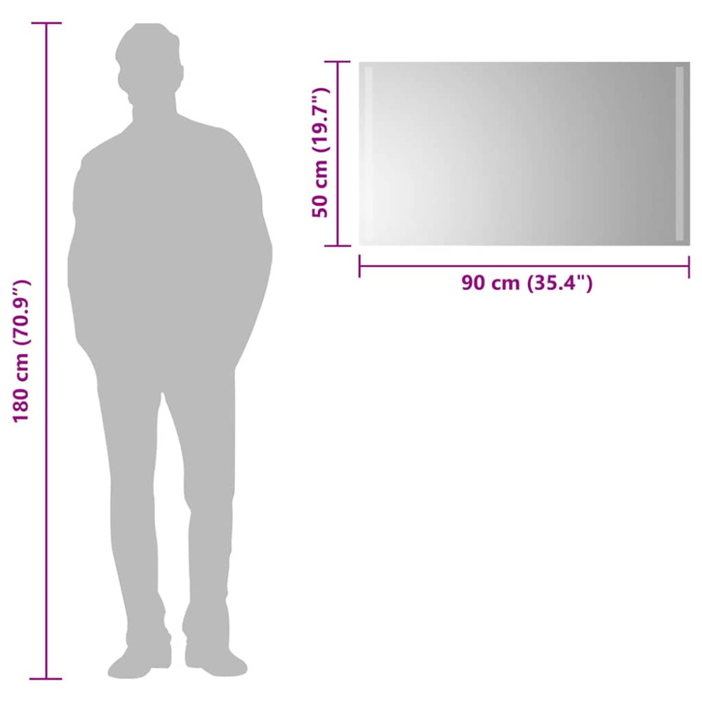Produktbild för Badrumsspegel LED 90x50 cm