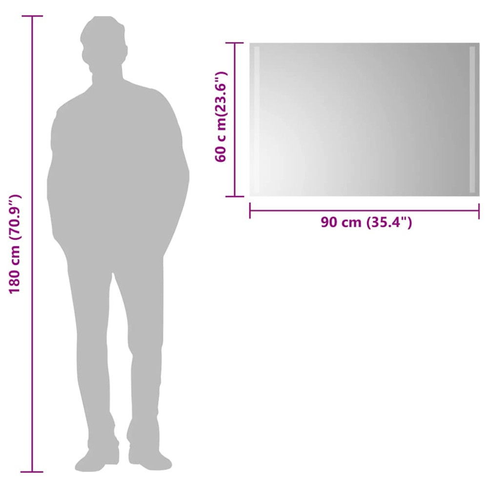 Produktbild för Badrumsspegel LED 90x60 cm