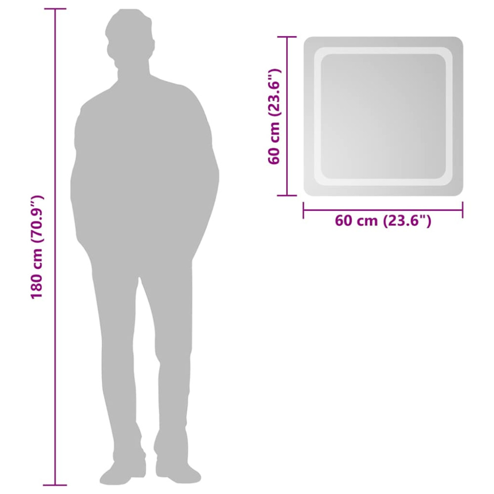 Produktbild för Badrumsspegel LED 60x60 cm