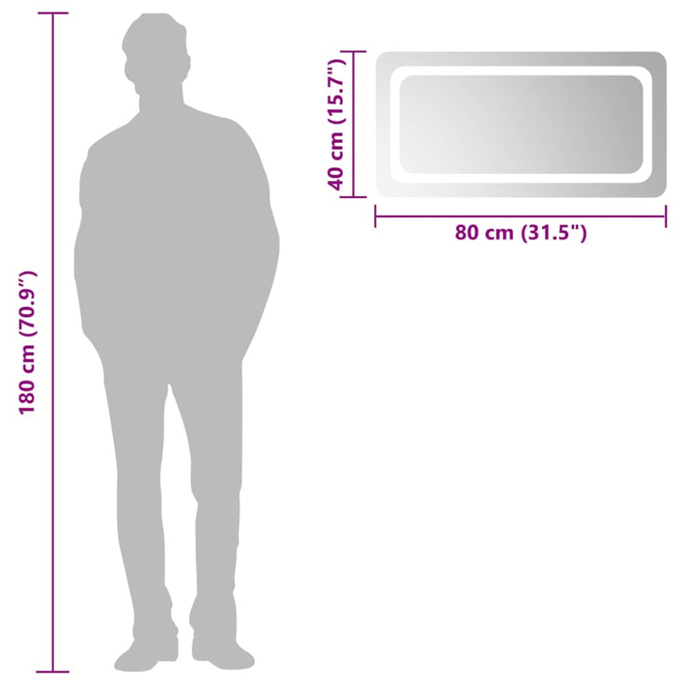 Produktbild för Badrumsspegel LED 80x40 cm