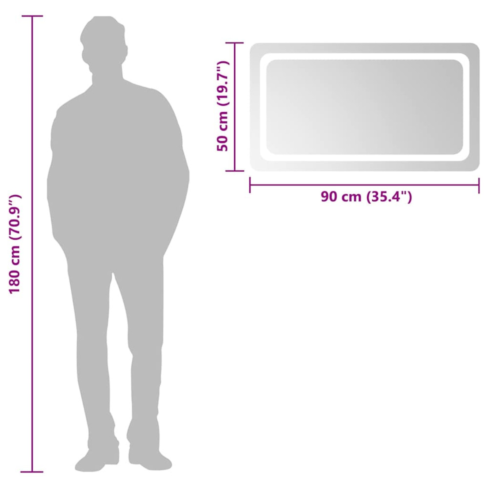 Produktbild för Badrumsspegel LED 90x50 cm