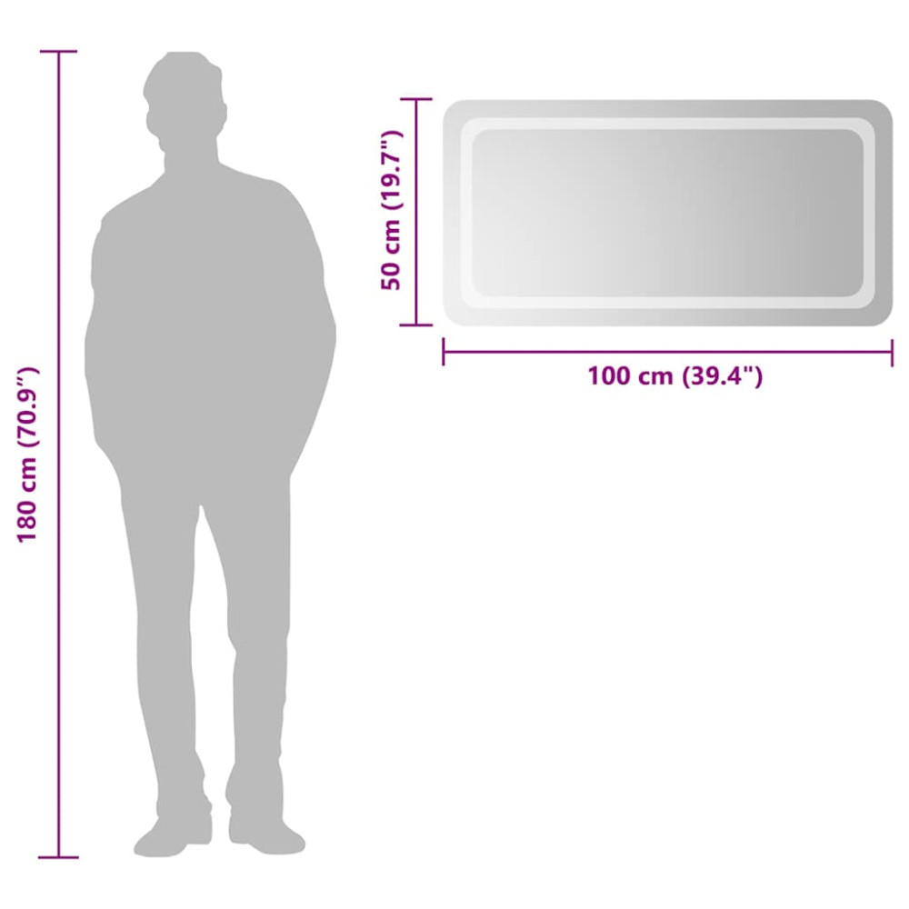 Produktbild för Badrumsspegel LED 100x50 cm
