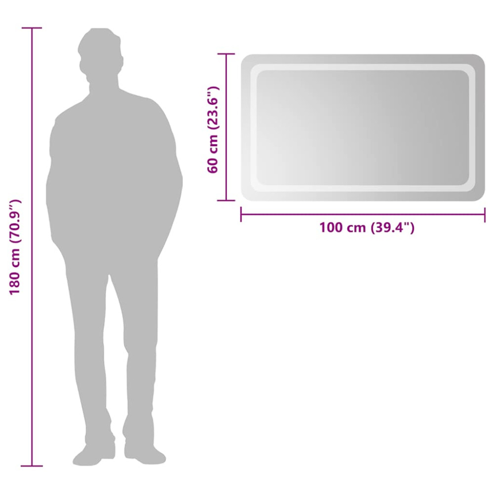 Produktbild för Badrumsspegel LED 100x60 cm