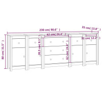 Produktbild för Skänk vit 230x35x80 cm massiv furu