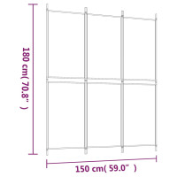 Miniatyr av produktbild för Rumsavdelare 3 paneler vit 150x180 cm tyg