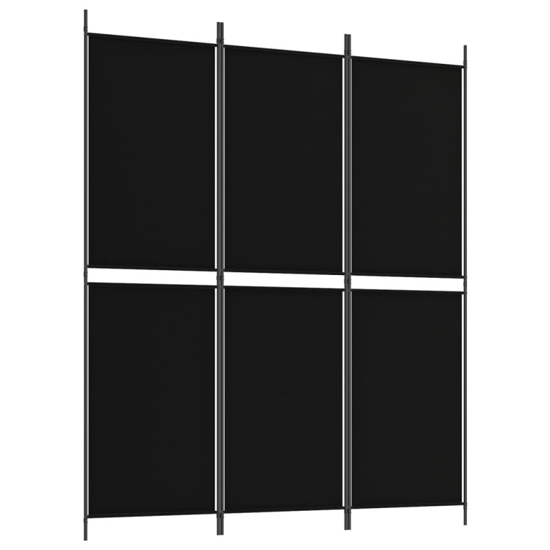 Produktbild för Rumsavdelare 3 paneler svart 150x180 cm tyg