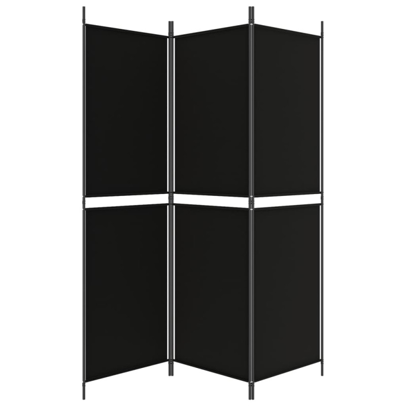 Produktbild för Rumsavdelare 3 paneler svart 150x180 cm tyg