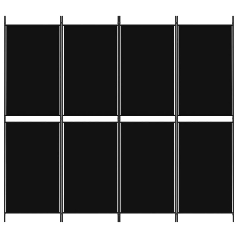 Produktbild för Rumsavdelare 4 paneler svart 200x180 cm tyg