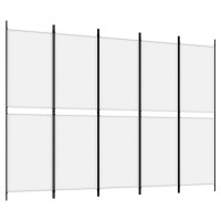 Miniatyr av produktbild för Rumsavdelare 5 paneler vit 250x180 cm tyg
