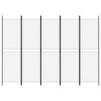 Produktbild för Rumsavdelare 5 paneler vit 250x180 cm tyg