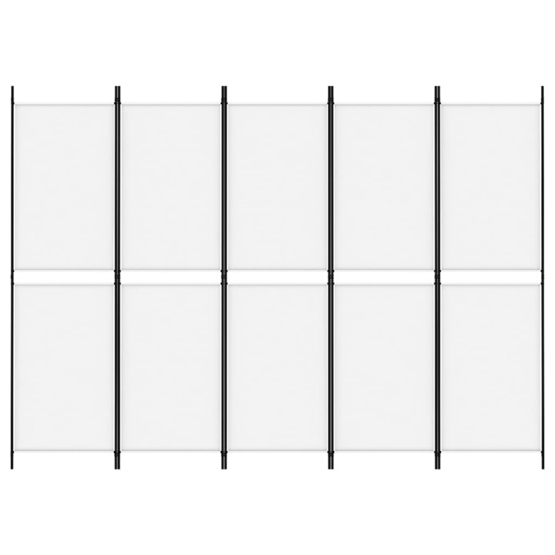Produktbild för Rumsavdelare 5 paneler vit 250x180 cm tyg