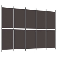 Miniatyr av produktbild för Rumsavdelare 5 paneler brun 250x180 cm tyg