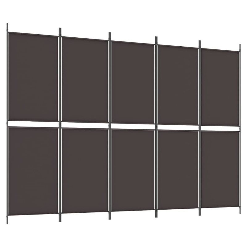 Produktbild för Rumsavdelare 5 paneler brun 250x180 cm tyg