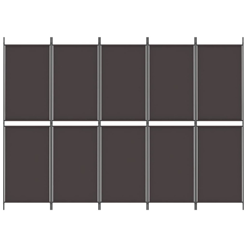 Produktbild för Rumsavdelare 5 paneler brun 250x180 cm tyg