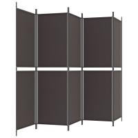 Miniatyr av produktbild för Rumsavdelare 5 paneler brun 250x180 cm tyg