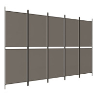 Miniatyr av produktbild för Rumsavdelare 5 paneler antracit 250x180 cm tyg