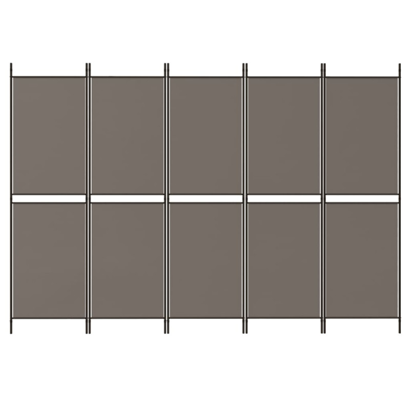 Produktbild för Rumsavdelare 5 paneler antracit 250x180 cm tyg
