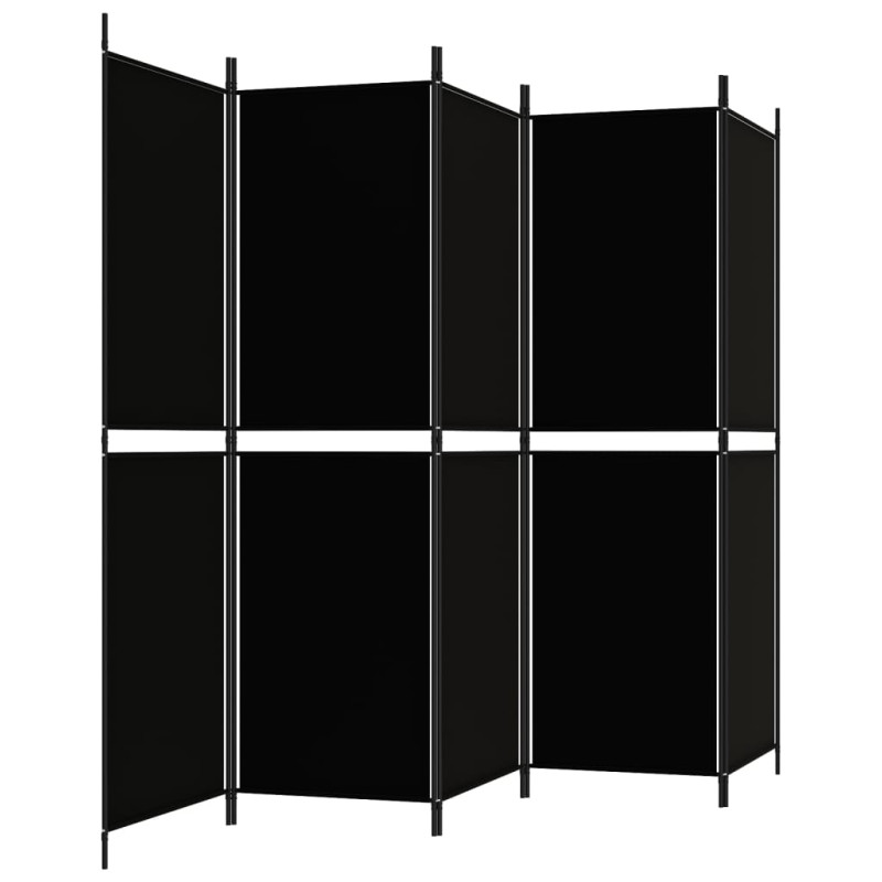 Produktbild för Rumsavdelare 5 paneler svart 250x180 cm tyg