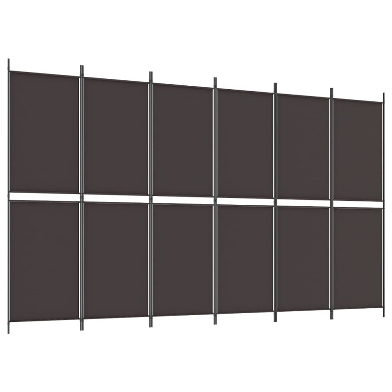 Produktbild för Rumsavdelare 6 paneler brun 300x180 cm tyg