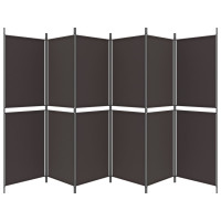 Miniatyr av produktbild för Rumsavdelare 6 paneler brun 300x180 cm tyg