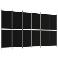Miniatyr av produktbild för Rumsavdelare 6 paneler svart 300x180 cm tyg