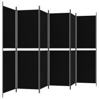 Miniatyr av produktbild för Rumsavdelare 6 paneler svart 300x180 cm tyg