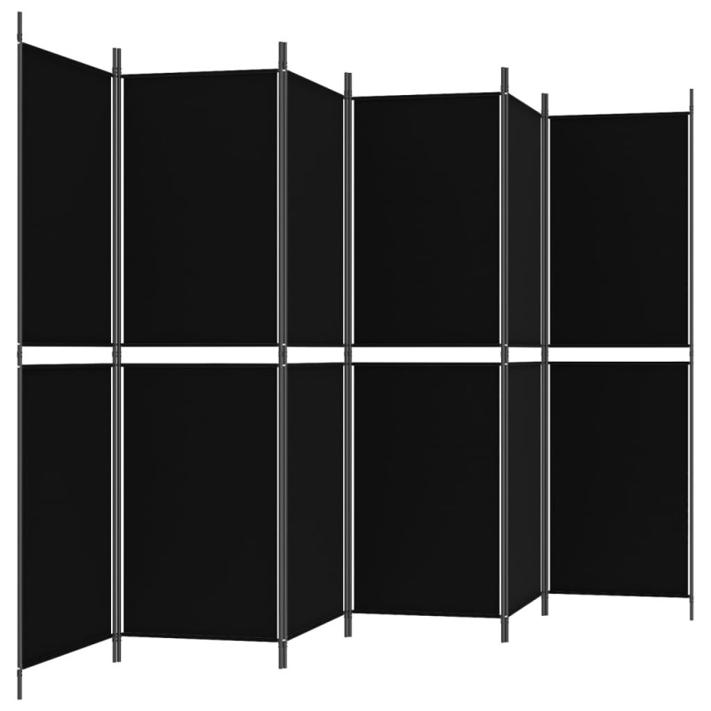 Produktbild för Rumsavdelare 6 paneler svart 300x180 cm tyg