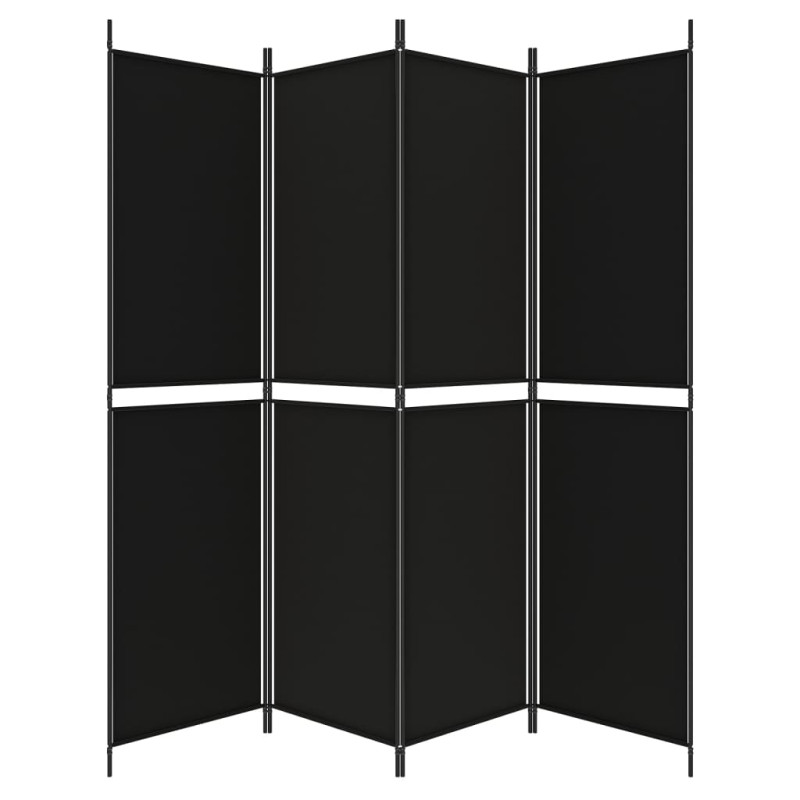 Produktbild för Rumsavdelare 4 paneler svart 200x200 cm tyg