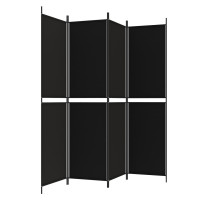 Miniatyr av produktbild för Rumsavdelare 4 paneler svart 200x200 cm tyg