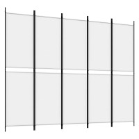 Miniatyr av produktbild för Rumsavdelare 5 paneler vit 250x200 cm tyg