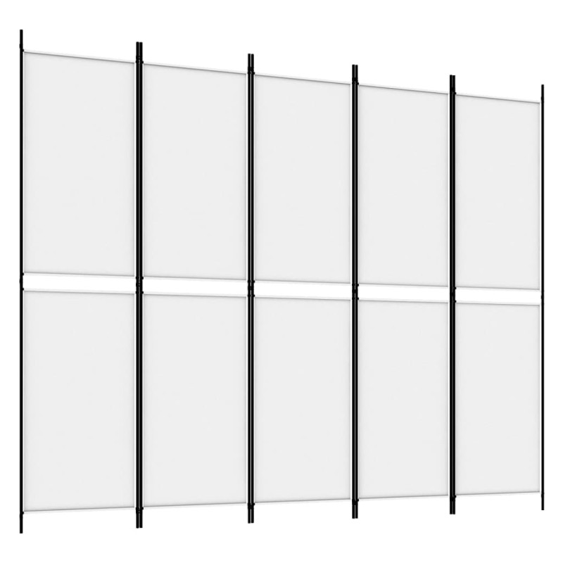 Produktbild för Rumsavdelare 5 paneler vit 250x200 cm tyg