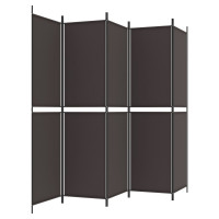 Miniatyr av produktbild för Rumsavdelare 5 paneler brun 250x200 cm tyg