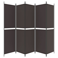 Miniatyr av produktbild för Rumsavdelare 5 paneler brun 250x200 cm tyg