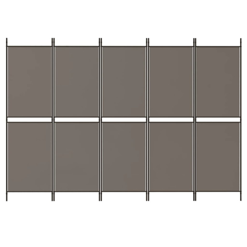 Produktbild för Rumsavdelare 5 paneler antracit 250x200 cm tyg
