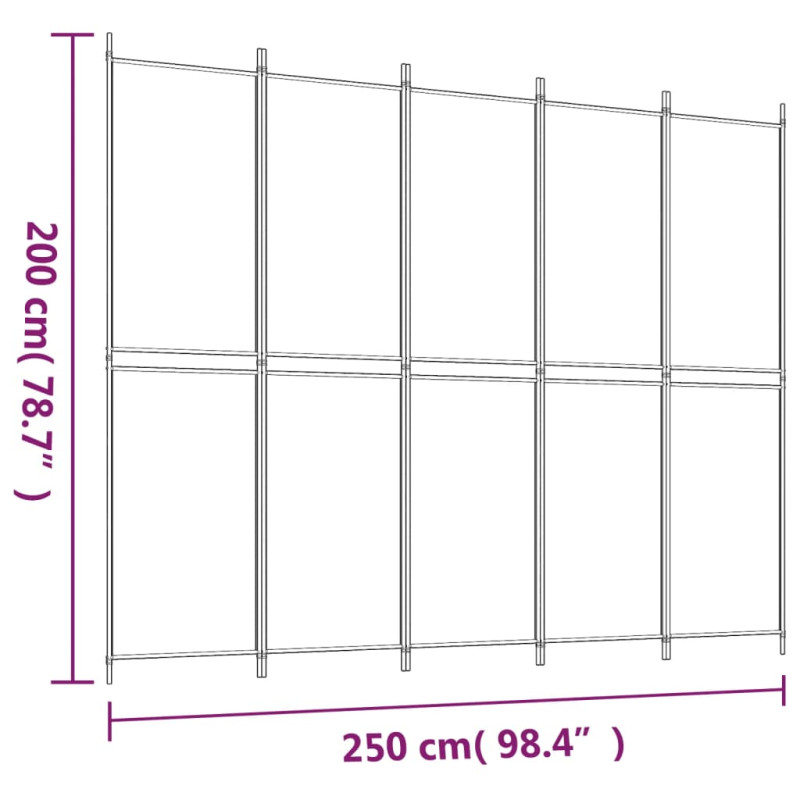 Produktbild för Rumsavdelare 5 paneler antracit 250x200 cm tyg