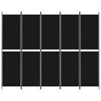 Miniatyr av produktbild för Rumsavdelare 5 paneler svart 250x200 cm tyg