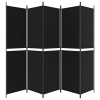 Miniatyr av produktbild för Rumsavdelare 5 paneler svart 250x200 cm tyg