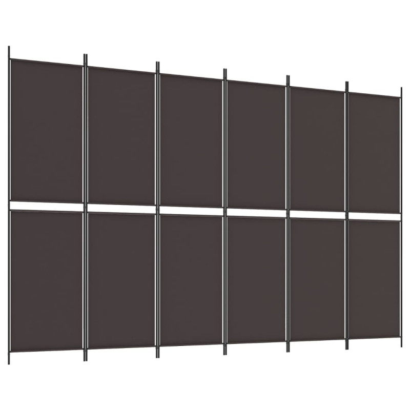 Produktbild för Rumsavdelare 6 paneler brun 300x200 cm tyg