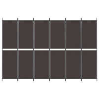 Miniatyr av produktbild för Rumsavdelare 6 paneler brun 300x200 cm tyg