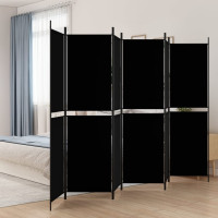 vidaXL Rumsavdelare 6 paneler svart 300x200 cm tyg