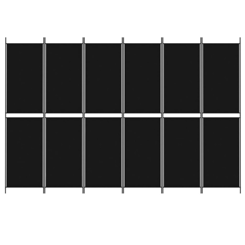 Produktbild för Rumsavdelare 6 paneler svart 300x200 cm tyg