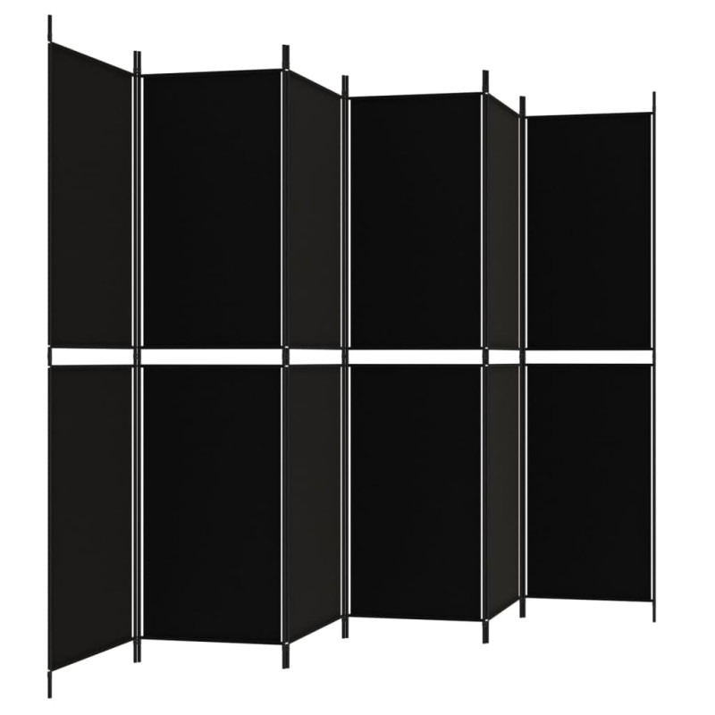 Produktbild för Rumsavdelare 6 paneler svart 300x200 cm tyg