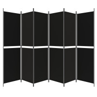 Miniatyr av produktbild för Rumsavdelare 6 paneler svart 300x200 cm tyg