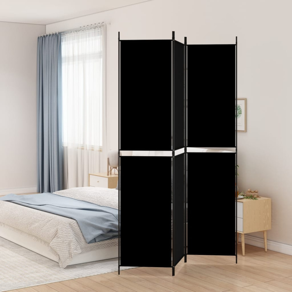 Produktbild för Rumsavdelare 3 paneler 150x220 cm svart tyg