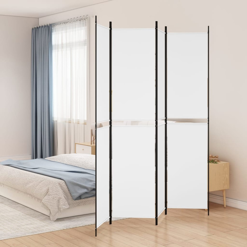 Produktbild för Rumsavdelare 4 paneler vit 200x220 cm tyg
