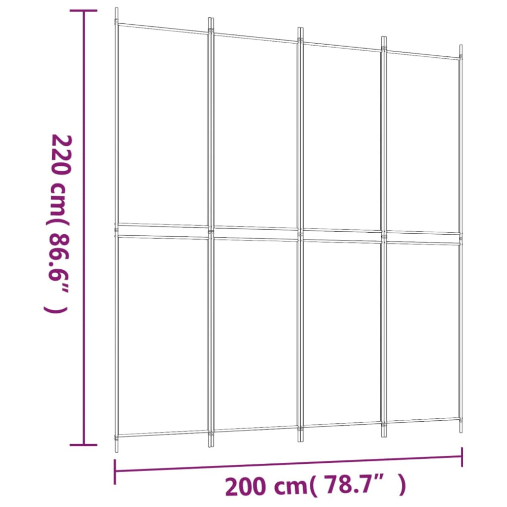 Produktbild för Rumsavdelare 4 paneler vit 200x220 cm tyg