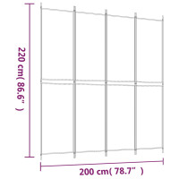 Produktbild för Rumsavdelare 4 paneler vit 200x220 cm tyg